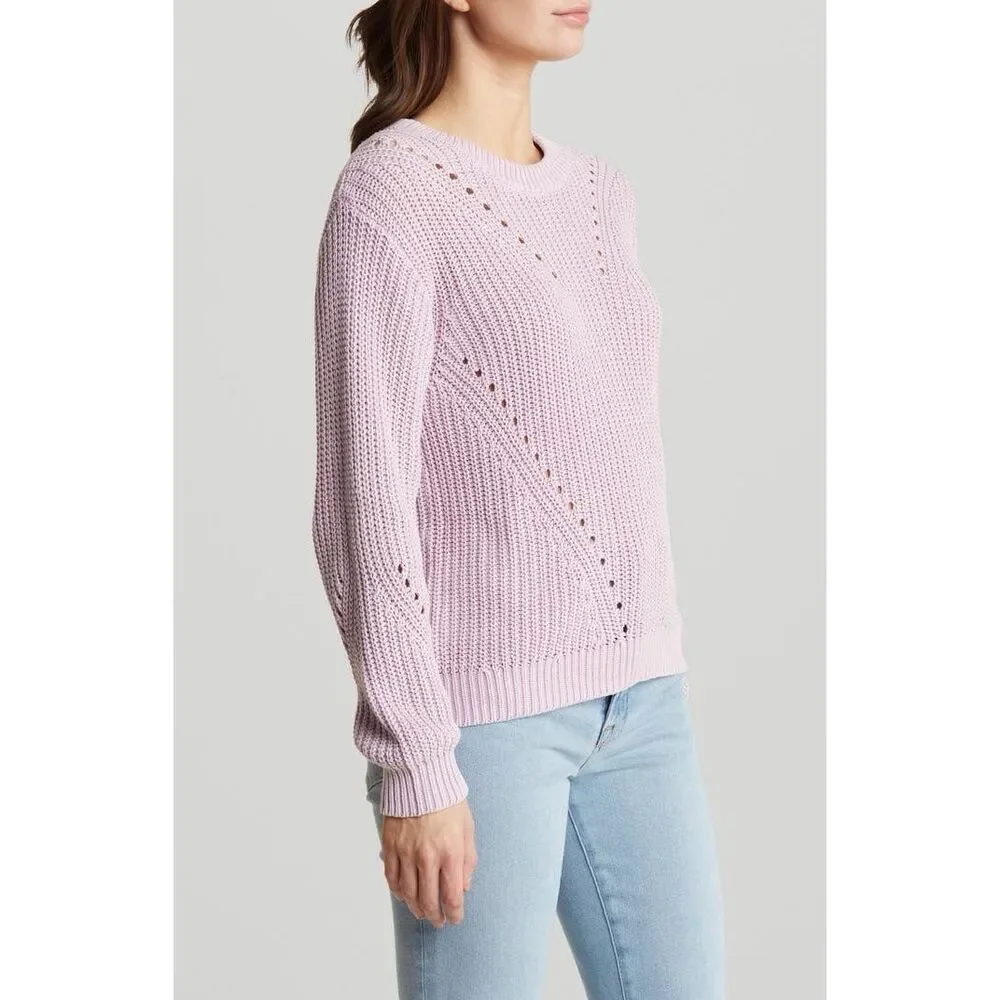 ✨Marine Layer Ramona Pointelle Accent Cotton Crewneck Purple Sz Small Sweater✨